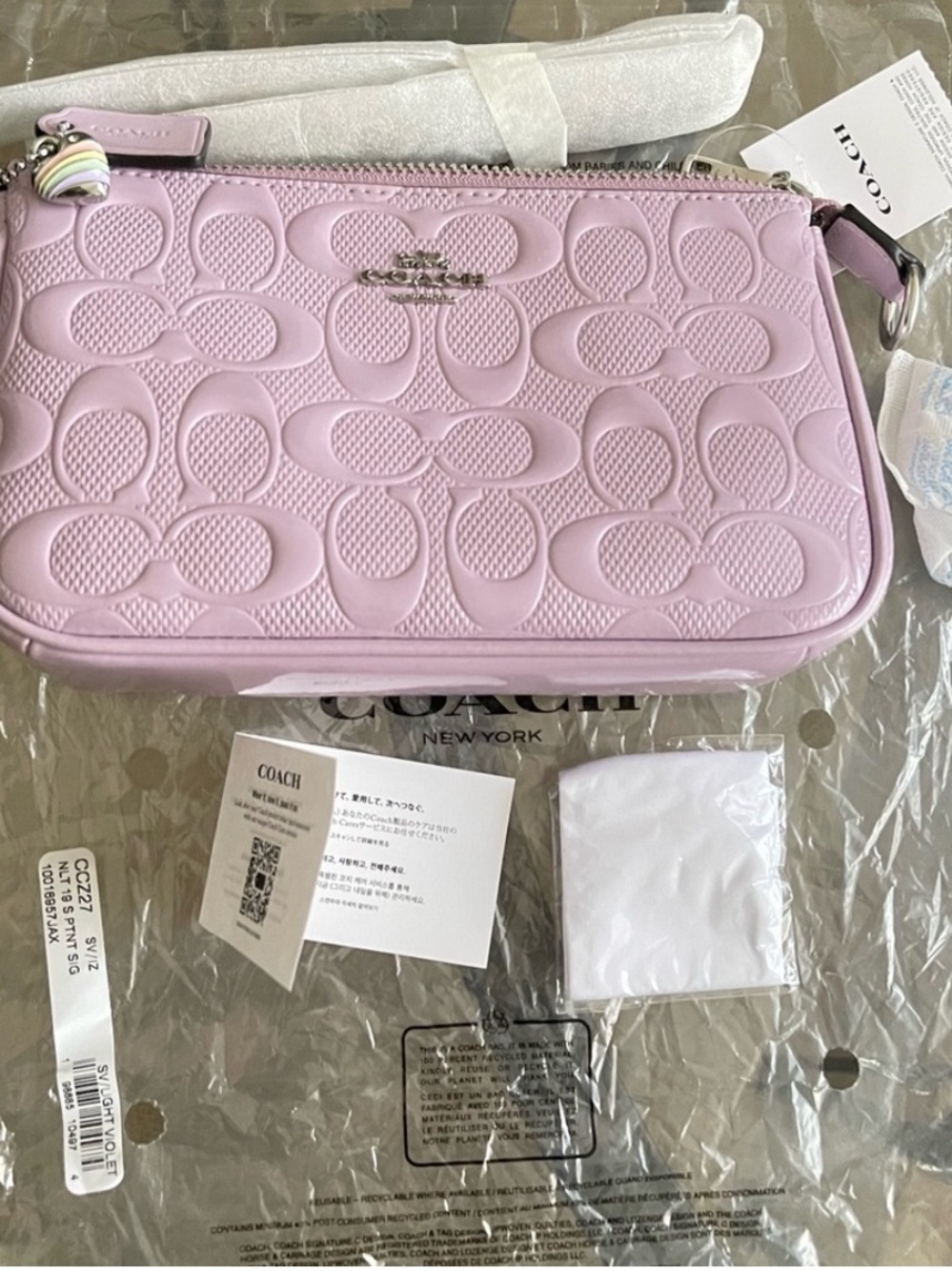 COACH Nolita 19 In Sig Leather W/Heart Charm
Wristlet Shoulder Bag Light
Violet - Picture 12 of 15